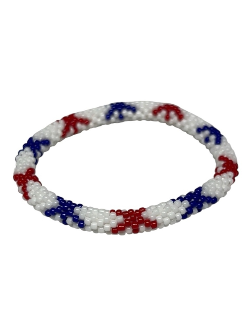 Sashka Handmade Red, White, and Blue Beaded Bracelet